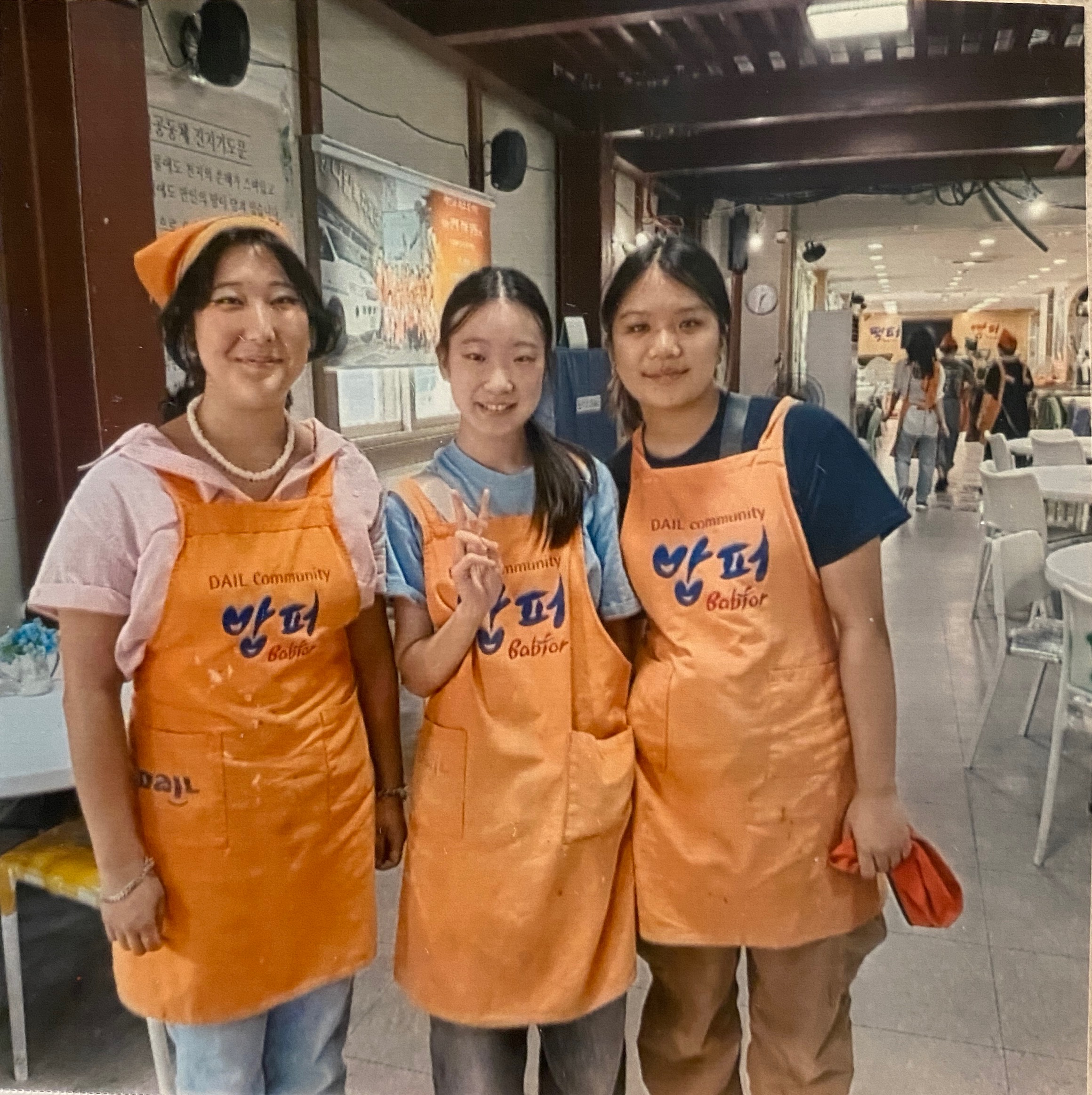 Volunteering at a soup kitchen in Korea